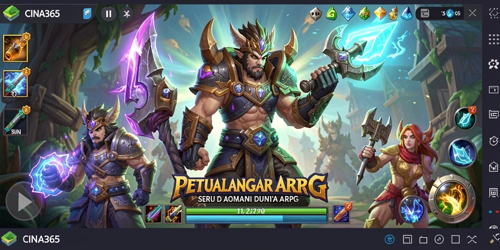 Screenshot menampilkan aksi pertempuran epik dalam CINA365.