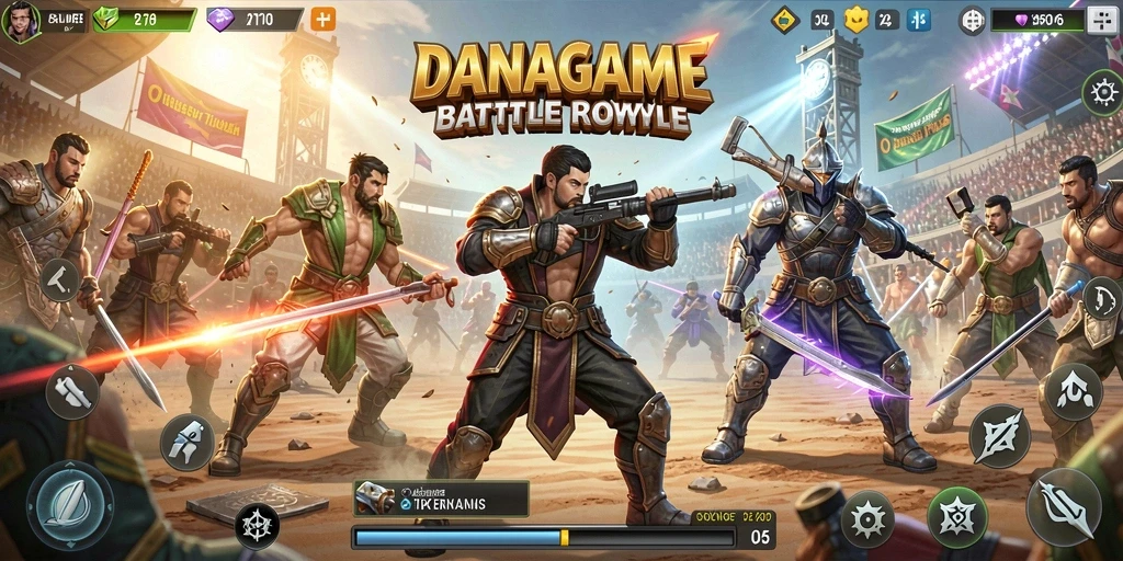 Tampilan menarik dari pertempuran hebat di DANAGAME Battle Royale.