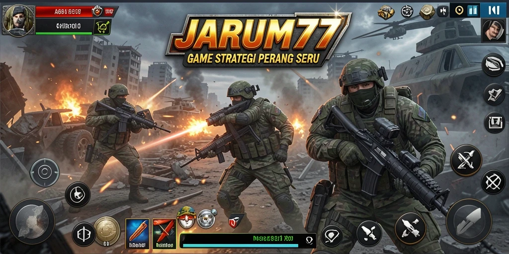 Tampilan seru gameplay JARUM77 dalam medan pertempuran.