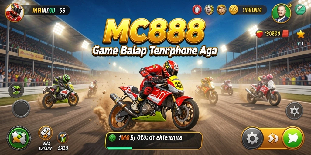 Tangkapan layar gameplay MC888 yang menunjukkan aksi balap menegangkan.