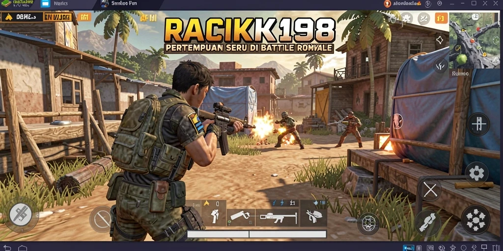 Screenshot utama RACIK198 menampilkan aksi epik dalam pertarungan Battle Royale.