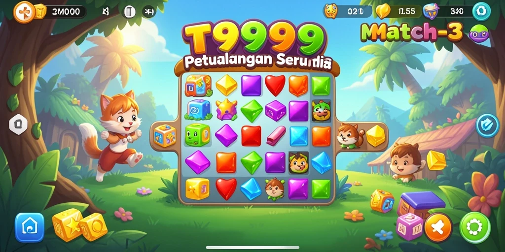Gameplay seru T9999 dalam genre Match-3.