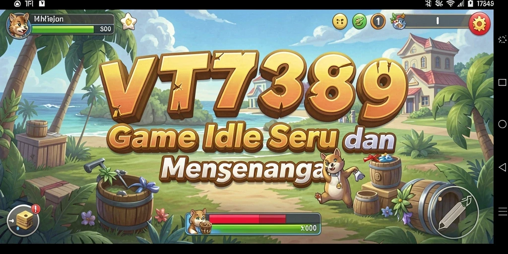 Screenshot VT789 menampilkan karakter mengumpulkan sumber daya dalam mode Idle.